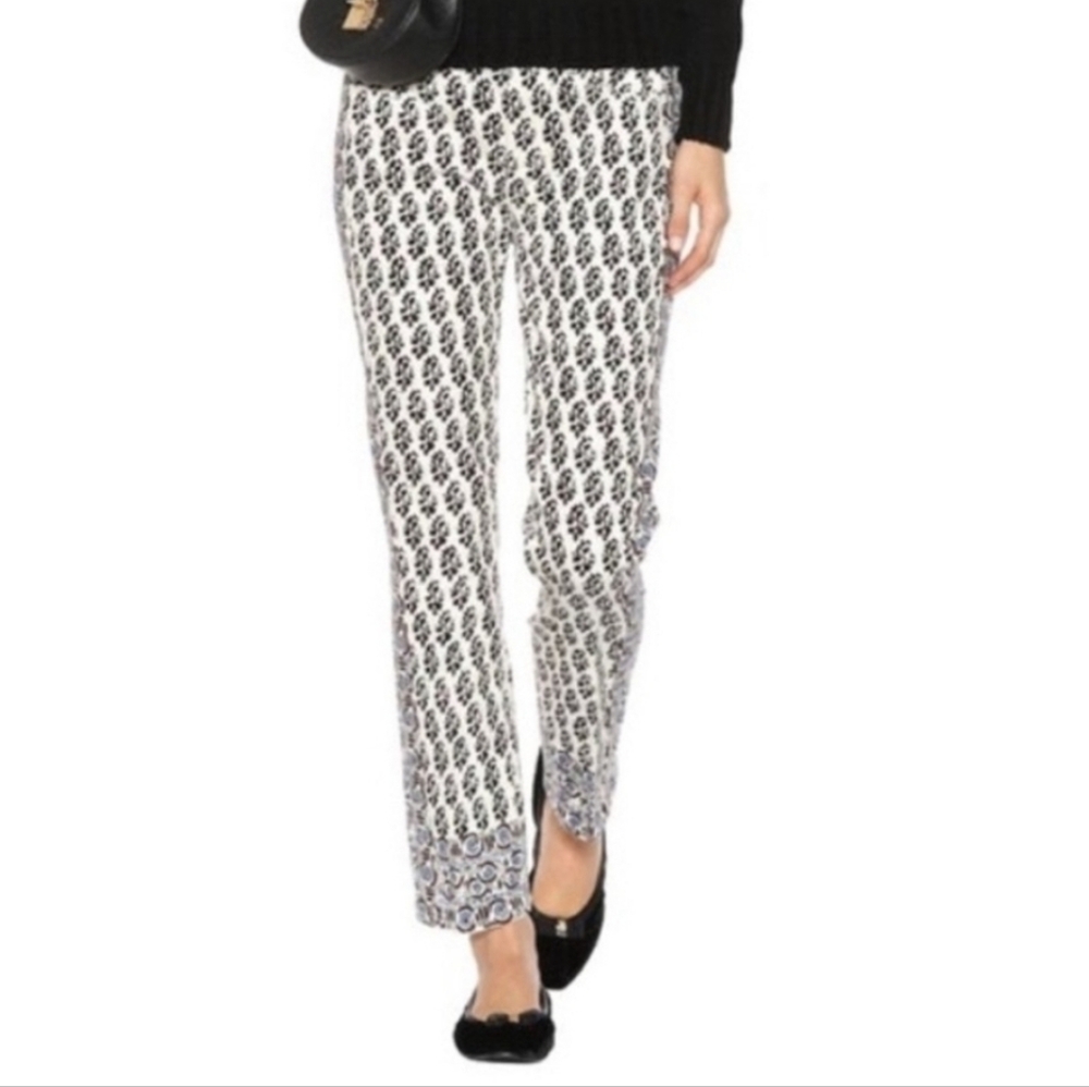 Tory Burch 28 Reya Jeans Block Print Straight Leg cropped 😀